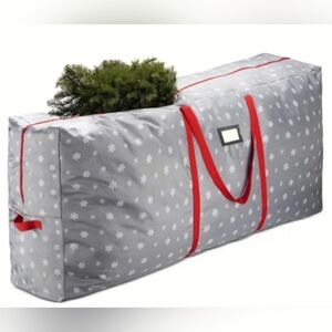 Gray Snowflake Storage Bag with Red Handles